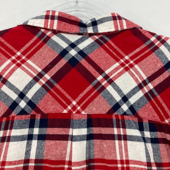 New GAP Women's size XXL Cotton Flannel Red Plaid Long Sleeve Button Down Casual - Picture 9 of 10